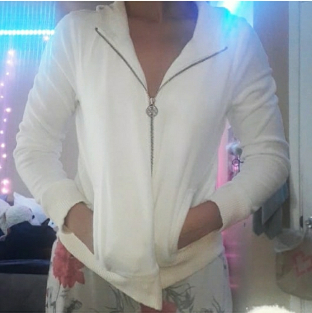 White Fleece Michael Kors Zip up Hoodie